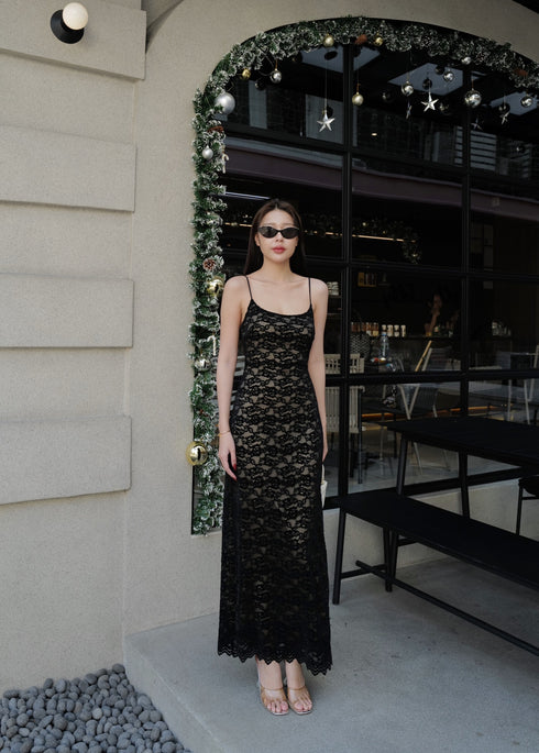 Spaghetti Straps Low Neck Long Maxi Dress